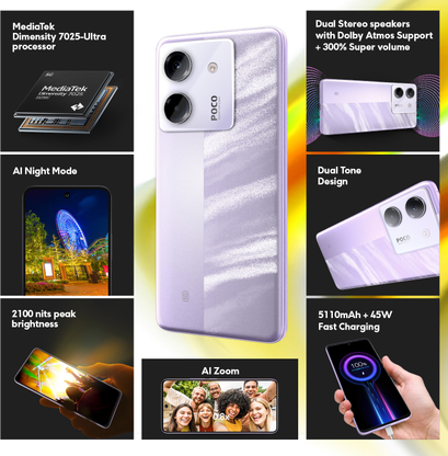 POCO M7 Pro 5G (Lavender Frost, 128 GB) - Thumbnail 2