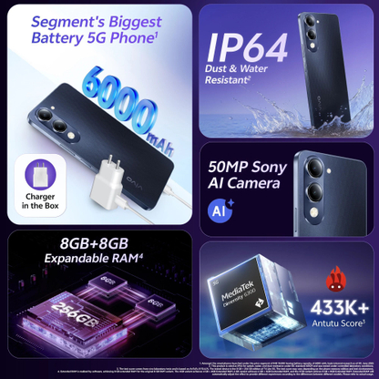 vivo T4 Lite 5G Charger in the Box (Prism Blue, 128 GB) - Thumbnail 12