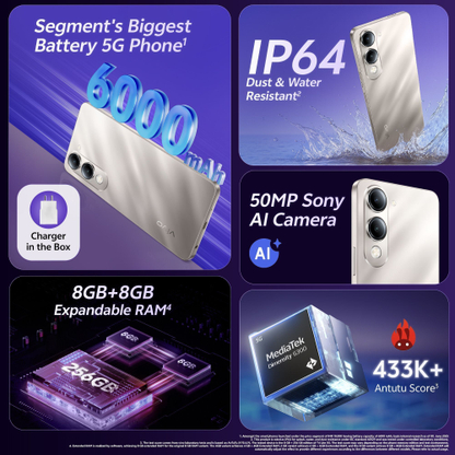 vivo T4 Lite 5G Charger in the Box (Titanium Gold, 128 GB) - Thumbnail 12